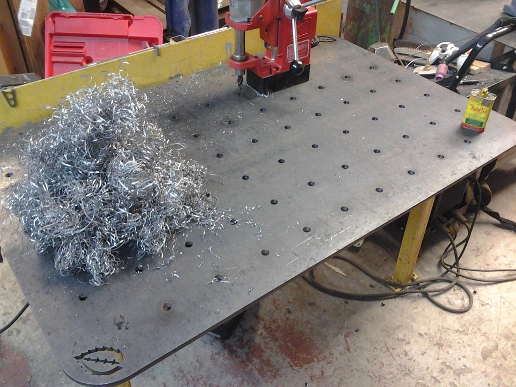 welding table with holes